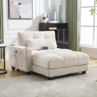 Palm-Sessel mit austauschbaren linken und rechten Armlehnen, drei Becherhaltern und einer Seitentasche, USB-Anschlüssen an den Seitenlehnen, 140L x 112B x 81H, Beige(m-5)