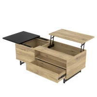 Schrank mit LED-Stehleuchte und ausreichend Stauraum, verstellbare Höhe mit Schublade und Fach, 103,5 x 50 B x 27,5 H cm, Natur(m-9)