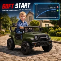 AIYAPLAY 12V Electric Car for Kids with Remote, Dual Motors, Rear Suspension, Soft Start, Music, Lights for 3-8 Years, Dark Green(m-7)
