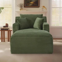 Moderner Cord-Loungesessel, bequemes Schlafsofa/Liegestuhl, geeignet für Wohnzimmer und Büro, 100L x 166B x 72H cm,Grün(m-5)