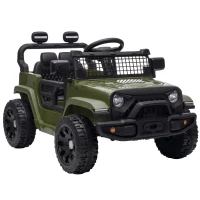 AIYAPLAY 12V Electric Car for Kids with Remote, Dual Motors, Rear Suspension, Soft Start, Music, Lights for 3-8 Years, Dark Green(m-1)
