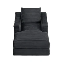 Knochenloses Cord-Freizeitsofa, doppellagiges Design, kann in ein Bett gefaltet werden, 100L x 160B x 64H cm, Dunkelgrau(m-1)