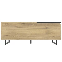 Schrank mit LED-Stehleuchte und ausreichend Stauraum, verstellbare Höhe mit Schublade und Fach, 103,5 x 50 B x 27,5 H cm, Natur(m-7)