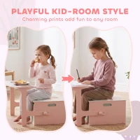 AIYAPLAY Coffre à Jouet Enfant 3 en 1, Ensemble Table et Chaises avec 2 Bacs en Tissu Amovibles et Poignée, 3-6 ans, Rose(m-8)