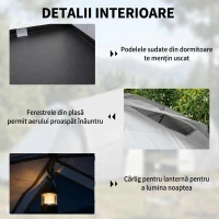 Outsunny Cort de Camping pentru 4-5 Persoane cu 2 Camere(m-6)