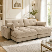 Palm-Sessel mit austauschbaren linken und rechten Armlehnen, drei Becherhaltern und einer Seitentasche, USB-Anschlüssen an den Seitenlehnen, 140L x 112B x 81H, Khaki(m-8)