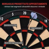 HOMCOM Bersaglio a freccette elettronico in PP con 6 Freccette e Tabellone segna Punti, 44x39.5x 2.2cm, Nero(m-7)