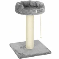 PawHut Copac pentru pisici, pat pentru pisici, 1 pat, incl. jucărie pentru pisici, 55 cm x 55 cm x 83 cm, Gri(m-1)