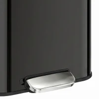 HOMCOM 50 L Kitchen Pedal Bin, Metal Rubbish Bin with Removable Inner Bucket, Soft-Close & Stay-Open Lid, High Gloss Black(m-13)