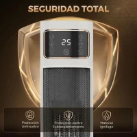 HOMCOM Calefactor Eléctrico Cerámico PTC 2000W con 4 Modos Control Remoto Protección Contra Sobrecalentamiento y Vuelcos(m-9)