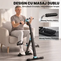 SPORTNOW Pedalieră de recuperare pliabilă cu ecran LCD și role de masaj(m-7)