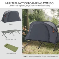 Outsunny Folding Camping Tent Cot, Portable Tent Shelter Combo with Self-Inflating Air Mattress Carry Bag for 1 Person(m-4)