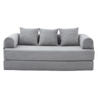 Faltbares Kompressionssofa mit stabilem Metallrahmen, Seitentaschen plus 3 Kissen, 200L x 94B x 67H cm,Hellgrau