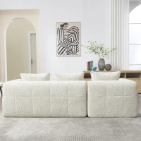 Modernes L-förmiges Wildledersofa, 3 Kissen, fernbedienbare Seitentaschen, 250L x 158B x 60H,Beige(m-6)