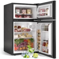 HOMCOM Mini Réfrigérateur Congélateur 90 L, Petit Frigo Compact Silencieux, 2 Portes Réversibles, Thermostat Réglable, Noir(m-18)