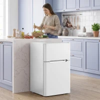 HOMCOM Mini-frigider cu congelator 2-usi cu termostat reglabil Frigider mic pentru băuturi 90L Alb(m-6)