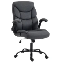 HOMCOM Office Chair, Executive Desk Chair with Flip-up Armrest, Thick Padding, 360 Degree Swivel, Dark Grey(m-15)
