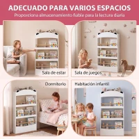 AIYAPLAY Librería Infantil de Pared de 4 Niveles Estantería para Libros Diseño de Osito para Dormitorio de 3 a 8 Años Blanco(m-9)