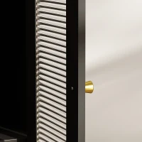 HOMCOM Mueble armario microondas para cocina con 1 nicho, 3 puertas pasacables 80 x 35 x 97 cm negro y aspecto madera(m-8)