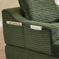 Knochenloses Cord-Freizeitsofa, doppellagiges Design, kann in ein Bett gefaltet werden, 100L x 160B x 64H cm, Grün(m-5)