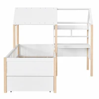 90 x 200 cm Klappbett, L-förmiger Schreibtisch und Bücherregal, Schublade mit Rädern, 205L x 178B x 126 cm, Weiß(m-7)