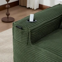 Modulares Doppelsitz-Cordsofa mit Becherhaltern und Seitentaschen, Federkern und hochdichtem Schaumstoff, 188L x 90B x 75H cm, Grün(m-7)