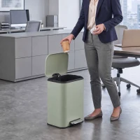 HOMCOM 20 L Kitchen Pedal Bin, Metal Rubbish Bin with Removable Inner Bucket, Soft-Close & Stay-Open Lid, Light Green(m-8)