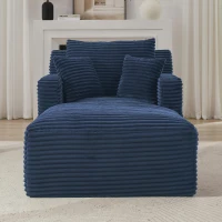 Moderner Cord-Loungesessel, bequemes Schlafsofa/Liegestuhl, geeignet für Wohnzimmer und Büro, 100L x 166B x 72H cm, Blau(m-5)