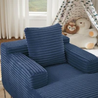 Knochenloses Cordsofa, bequemes Schlafsofa / unzusammengebauter Liegestuhl, Liegestuhl für Wohnzimmer und Büro, 81L x 117B x 50H cm, Blau(m-7)