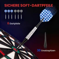 HOMCOM Elektronische Dartscheibe automatische Wertung Dartboard Dart-set mit 6 Darts 30 Dartköpfe 26 Spiele Englische Sprachansagen 185 Trefferoptionen für 8 Spieler Schwarz 44 x 39,5 x 2,2 cm(m-5)
