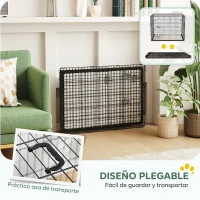PawHut Jaula para Perros Plegable con Cojín Puertas Bandeja Extraíble y Marco de Alambre Metálico 90x57,5x62 cm Negro y Beige(m-7)
