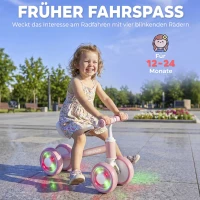 AIYAPLAY Kinder Laufrad Klappbar Lauflernrad mit leuchtenden leisen EVA-Rädern Höhenverstellbarer Sitz Rosa(m-4)