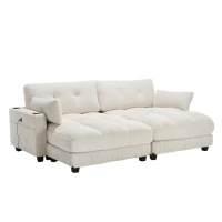 Palm-Sessel mit austauschbaren linken und rechten Armlehnen, drei Becherhaltern und einer Seitentasche, USB-Anschlüssen an den Seitenlehnen, 140L x 112B x 81H, Beige(m-12)