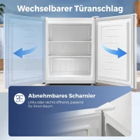HOMCOM Mini-vriezer 59,1 l, tafelmodel, omkeerbare deur, uitneembare planken, instelbare temperatuur, wit(m-6)