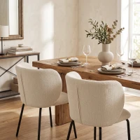 HOMCOM Esszimmerstühle ergonomische Armlehne gepolsterte Küchenstühle Metallbeine 2er Set Beige(m-9)