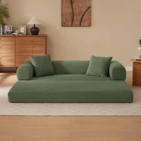 Tatami Style Boneless Sofa Combination Seat, umwandelbar zu einem Bett, geeignet für Wohnzimmer und Schlafzimmer, 195L x 89B x 59H cm, Grün(m-5)