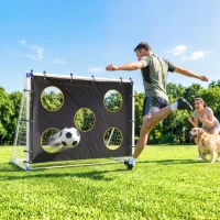 SPORTNOW Football Goal, 183 x 96 x 130 cm Portable Practice Football Net with Target Cloth and PVC ball, Tetoron Training Goal(m-2)