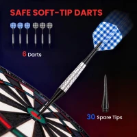 HOMCOM LCD Electronic Dartboard Set Features 26 Games w/ 185 Variations and Include 6 Darts Multi-Game Option Ready-to-Play(m-5)