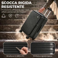 HOMCOM Valigia Rigida Media 71L Espandibile con 4 Ruote e Lucchetto TSA, 43x28x66 cm, Nero(m-5)