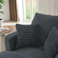 Moderner Cord-Loungesessel, bequemes Schlafsofa/Liegestuhl, geeignet für Wohnzimmer und Büro, 100L x 166B x 72H cm,Dunkelgrau(m-8)