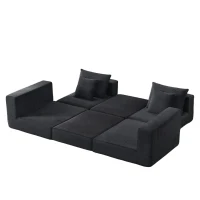 Knochenlose Sofabestuhlung mit rutschfester Basis, mit breiten Armlehnen, bequemen Rückenlehnen und einem hochelastischen Polster, Maße 259,5 L x 96 B x 64,5 H cm, Dunkelgrau(m-10)