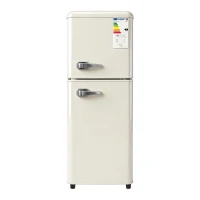 112L Doppeltür-Kühlschrank, 72L Kühlfach + 40L Gefrierfach, 7-stufiger Temperaturregler, 41L x 48,5 B x 114,5 H cm, Cremefarben(m-1)