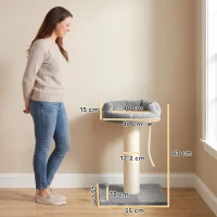 PawHut Copac pentru pisici, pat pentru pisici, 1 pat, incl. jucărie pentru pisici, 55 cm x 55 cm x 83 cm, Gri(m-3)