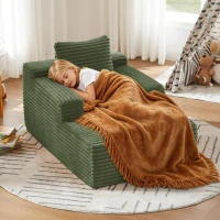 Knochenloses Cordsofa, bequemes Schlafsofa / unzusammengebauter Liegestuhl, Liegestuhl für Wohnzimmer und Büro, 81L x 117B x 50H cm, Grün(m-7)