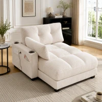 Palm-Sessel mit austauschbaren linken und rechten Armlehnen, drei Becherhaltern und einer Seitentasche, USB-Anschlüssen an den Seitenlehnen, 140L x 112B x 81H, Beige(m-2)
