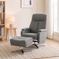 HOMCOM Poltrona relax ajustável manualmente, poltrona lounge com puff, Cinza escuro(m-6)