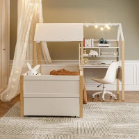 90 x 200 cm Klappbett, L-förmiger Schreibtisch und Bücherregal, Schublade mit Rädern, 205L x 178B x 126 cm, Weiß(m-6)