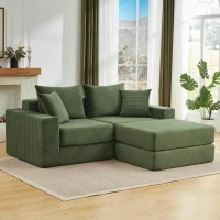 Knochenlose Sofabestuhlung mit rutschfester Basis, mit breiten Armlehnen, bequemen Rückenlehnen und einem hochelastischen Polster, Maße 259,5 L x 96 B x 64,5 H cm, Grün(m-2)