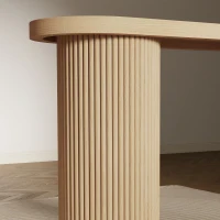 HOMCOM Table Console Cannelée, Rangement Dissimulé, Pieds Colonnes, Style Rustique, Console d'Entrée Étroite, 103x35x80cm Chêne(m-11)