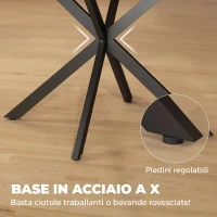 HOMCOM Tavolo Pranzo Allungabile 4-6 Posti, Allunga a Farfalla e Base a X, Grigio Cemento(m-6)